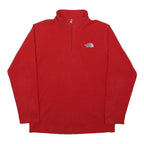 THE NORTH FACE Boys Red Plain Pullover Jumper Crew Neck Regular L Polyester