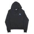 PUMA Womens Black Hoodie M Cotton Blend Pullover Logo Print