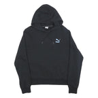 PUMA Womens Black Hoodie M Cotton Blend Pullover Logo Print