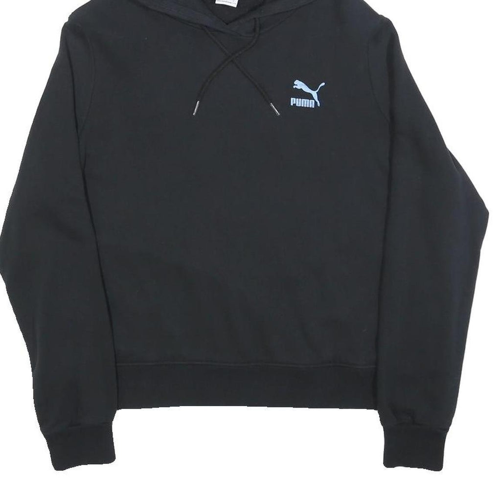 PUMA Womens Black Hoodie M Cotton Blend Pullover Logo Print