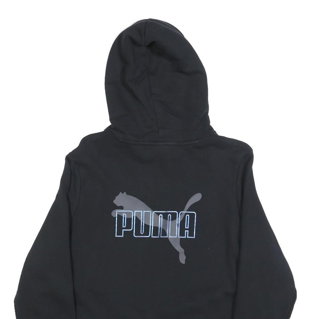 PUMA Womens Black Hoodie M Cotton Blend Pullover Logo Print