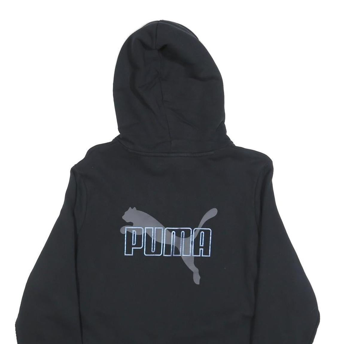 PUMA Womens Black Hoodie M Cotton Blend Pullover Logo Print