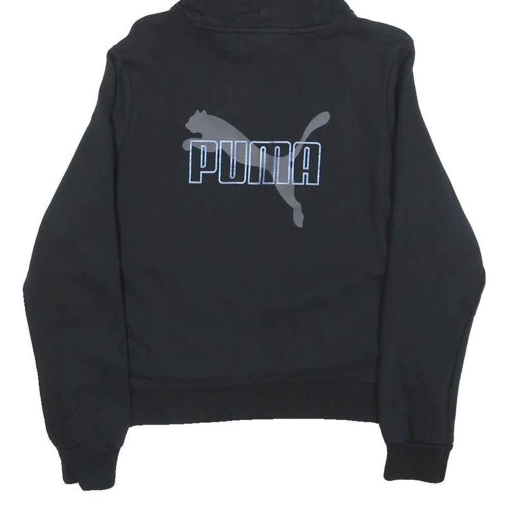 PUMA Womens Black Hoodie M Cotton Blend Pullover Logo Print