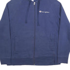 CHAMPION Mens Navy Full Zip Hoodie L Cotton Blend Casual Sweatshirt