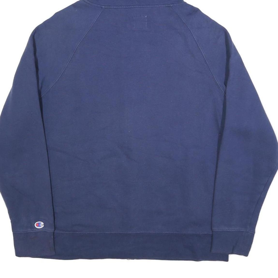 CHAMPION Mens Navy Full Zip Hoodie L Cotton Blend Casual Sweatshirt