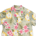 LA CABANA Womens Cream Green & Pink Floral Pattern Shirt XL Hawaiian Tropical