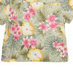 LA CABANA Womens Cream Green & Pink Floral Pattern Shirt XL Hawaiian Tropical
