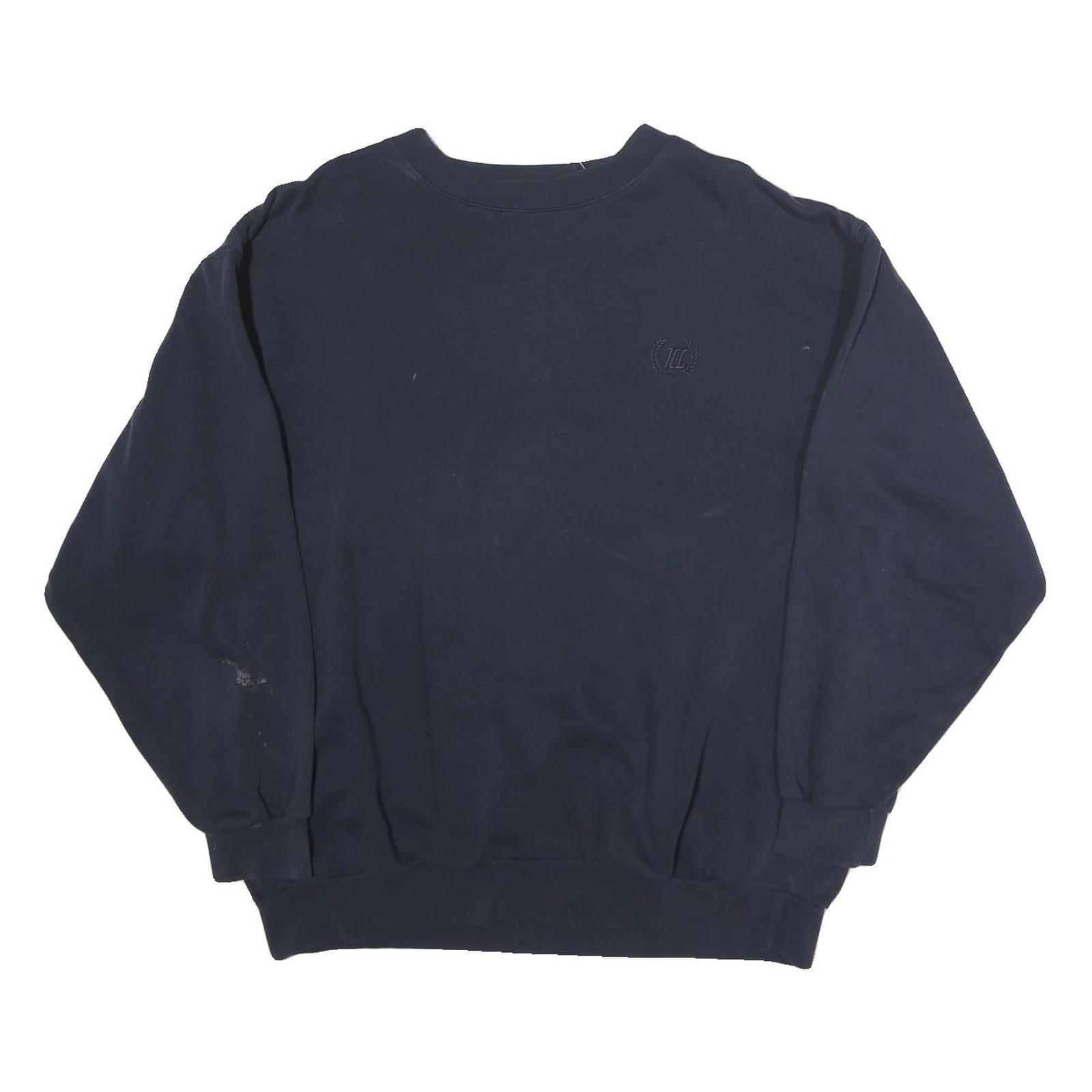 HAPPY LIFE Mens Navy Sweatshirt Crew Neck M Cotton Pullover Casual Unisex