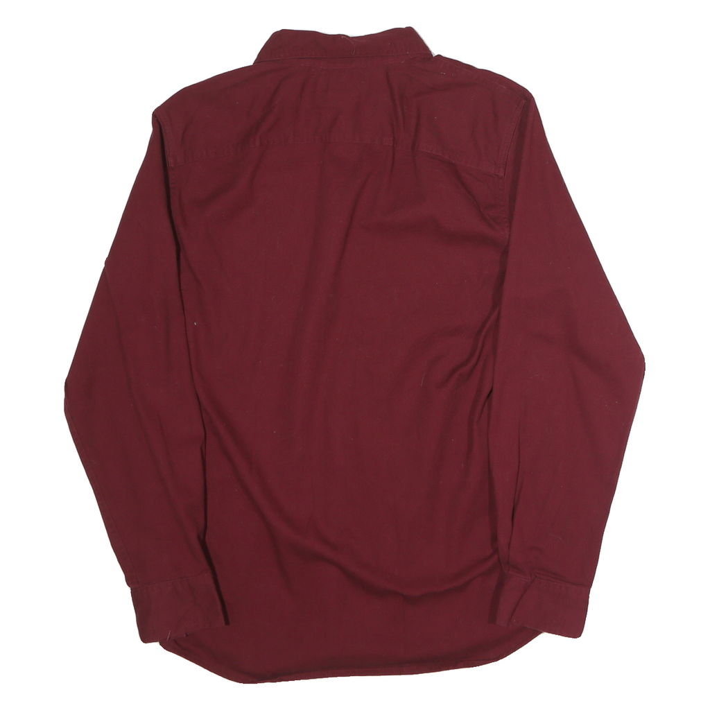 WRANGLER Mens Maroon Plain Cotton Shirt M Casual Button Pocket