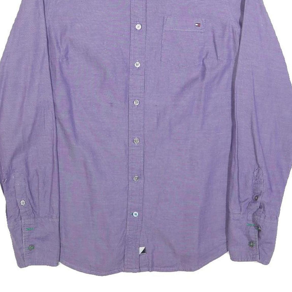 TOMMY HILFIGER Womens Purple Cotton Blend Shirt M Long Sleeve Button Front
