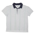 LACOSTE Womens White & Navy Short Sleeve Geometric M Polo Shirt Cotton Blend