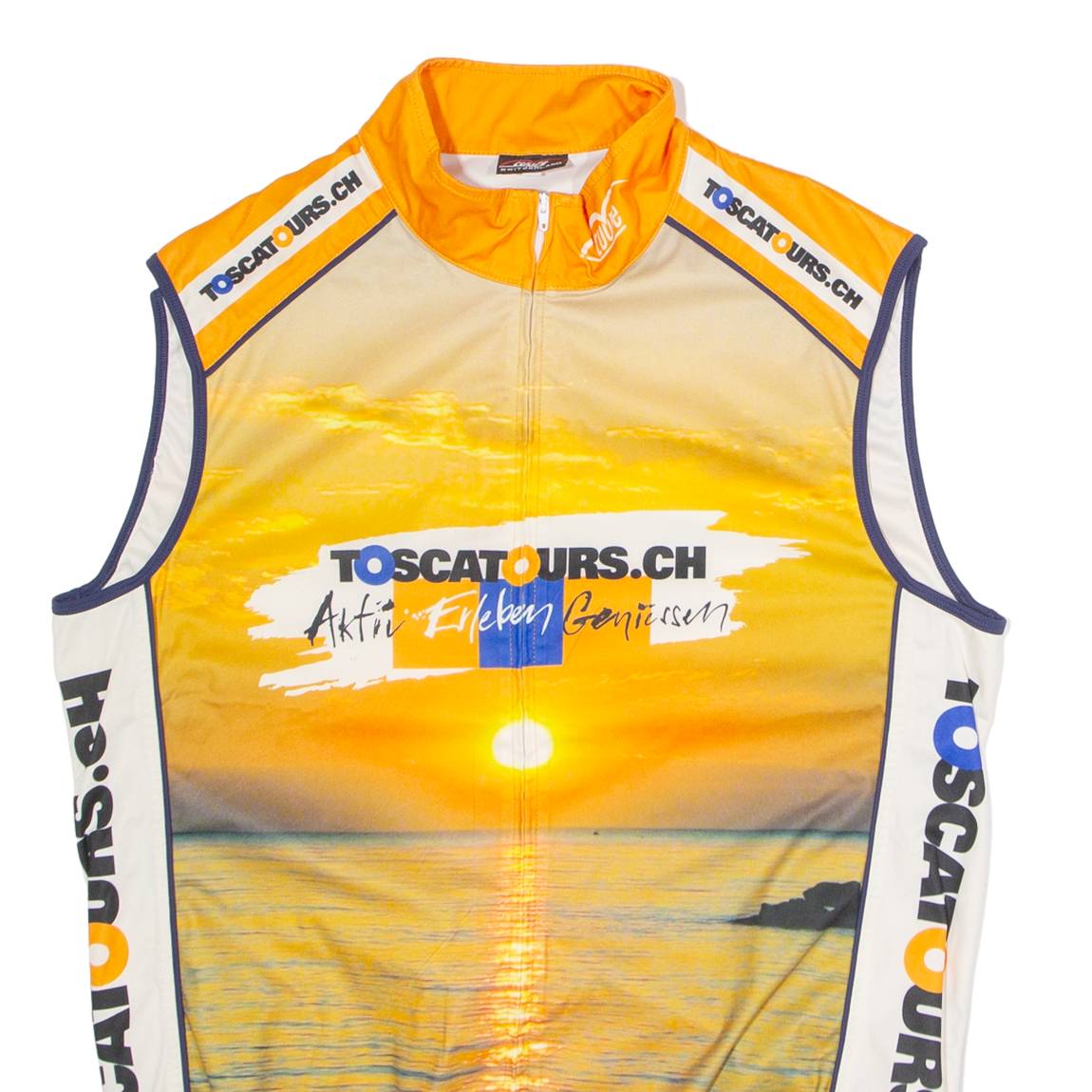 CUORE Full Zip Cycling Mens Jersey Orange High Neck L