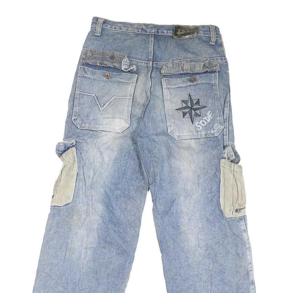 JDX Mens Regular Fit Denim Blue Cargo Style Jeans W32 L29 Cotton Blend Zip