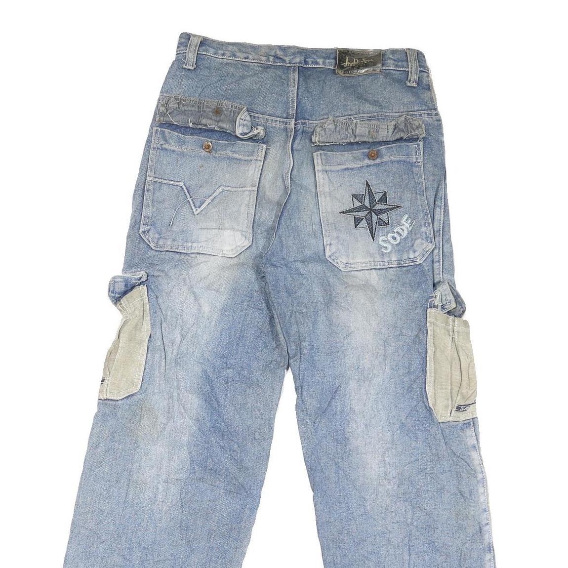 JDX Mens Regular Fit Denim Blue Cargo Style Jeans W32 L29 Cotton Blend Zip