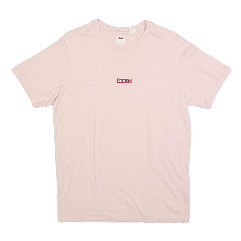 LEVI'S Mens Pale Pink Cotton Blend T-Shirt S Short Sleeve Crew Neck Classic Logo