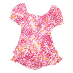 QUIZ Womens Pink & Orange Printed Playsuit Short Sleeve UK 10 Summer Casual