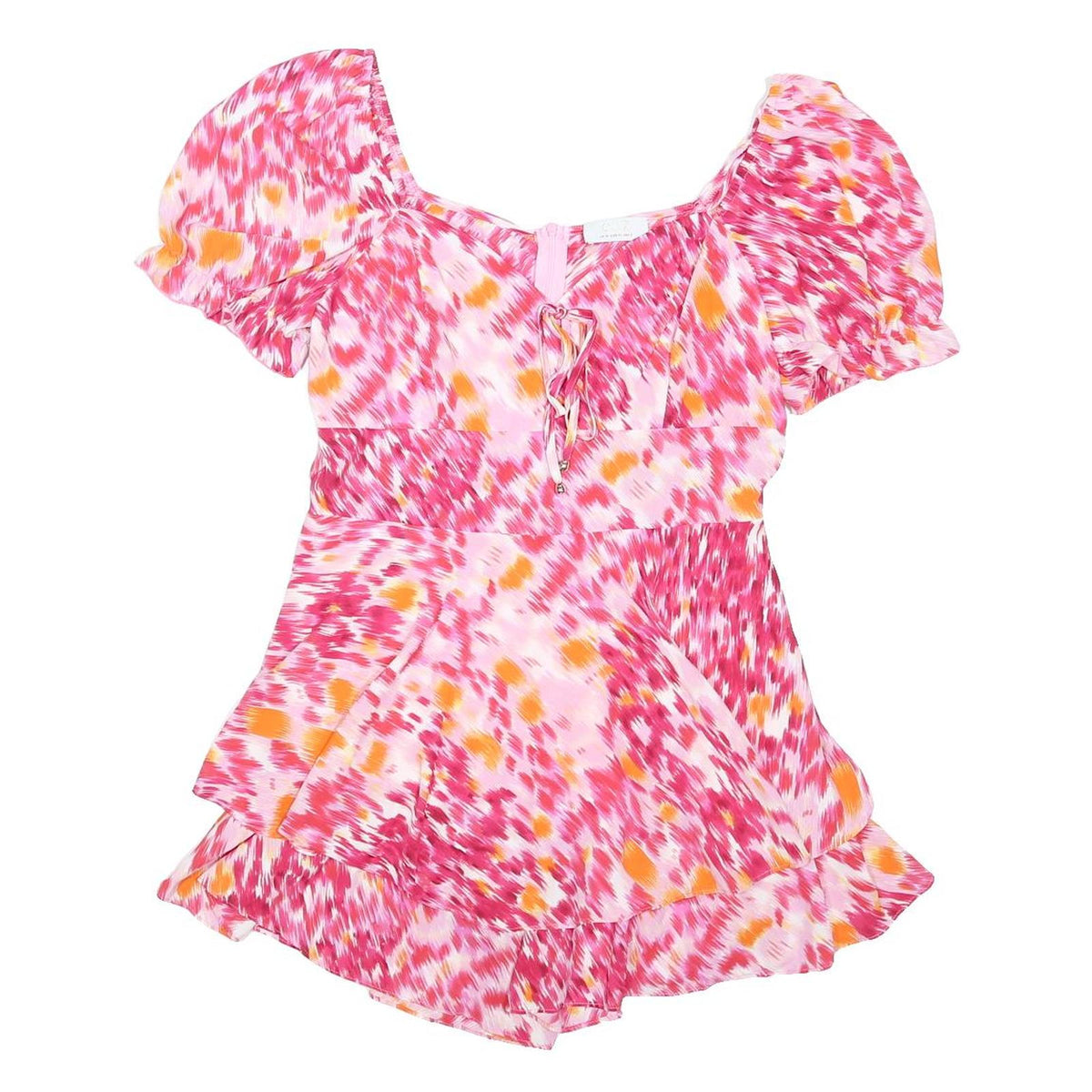 QUIZ Womens Pink & Orange Printed Playsuit Short Sleeve UK 10 Summer Casual