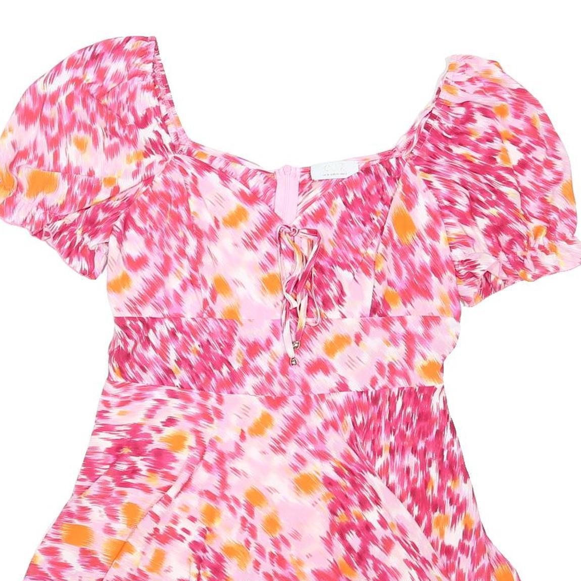 QUIZ Womens Pink & Orange Printed Playsuit Short Sleeve UK 10 Summer Casual