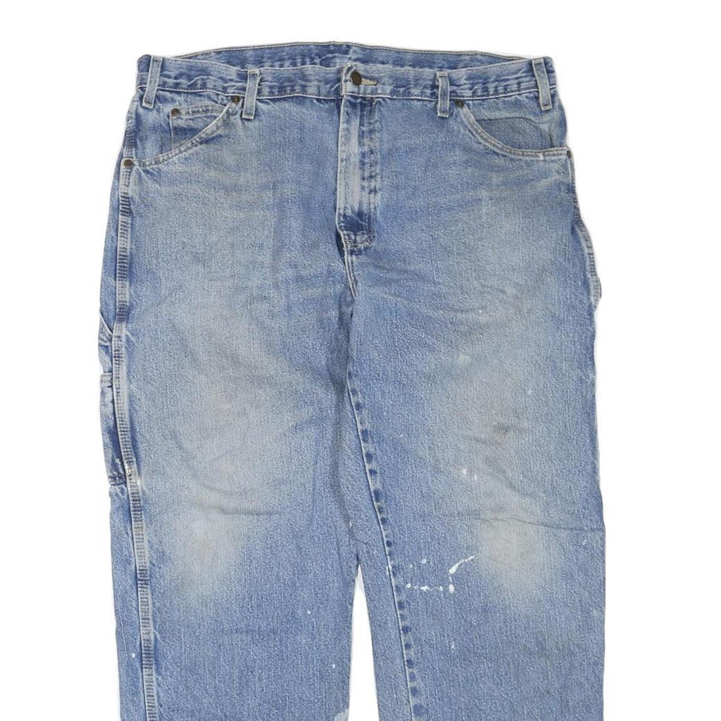 DICKIES Womens Blue Regular Jeans Denim W38 L30 Cotton Blend Zip Casual Workwear