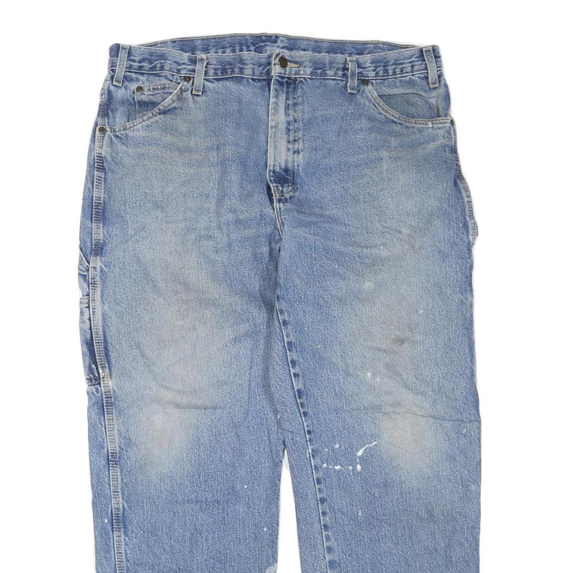 DICKIES Womens Blue Regular Jeans Denim W38 L30 Cotton Blend Zip Casual Workwear