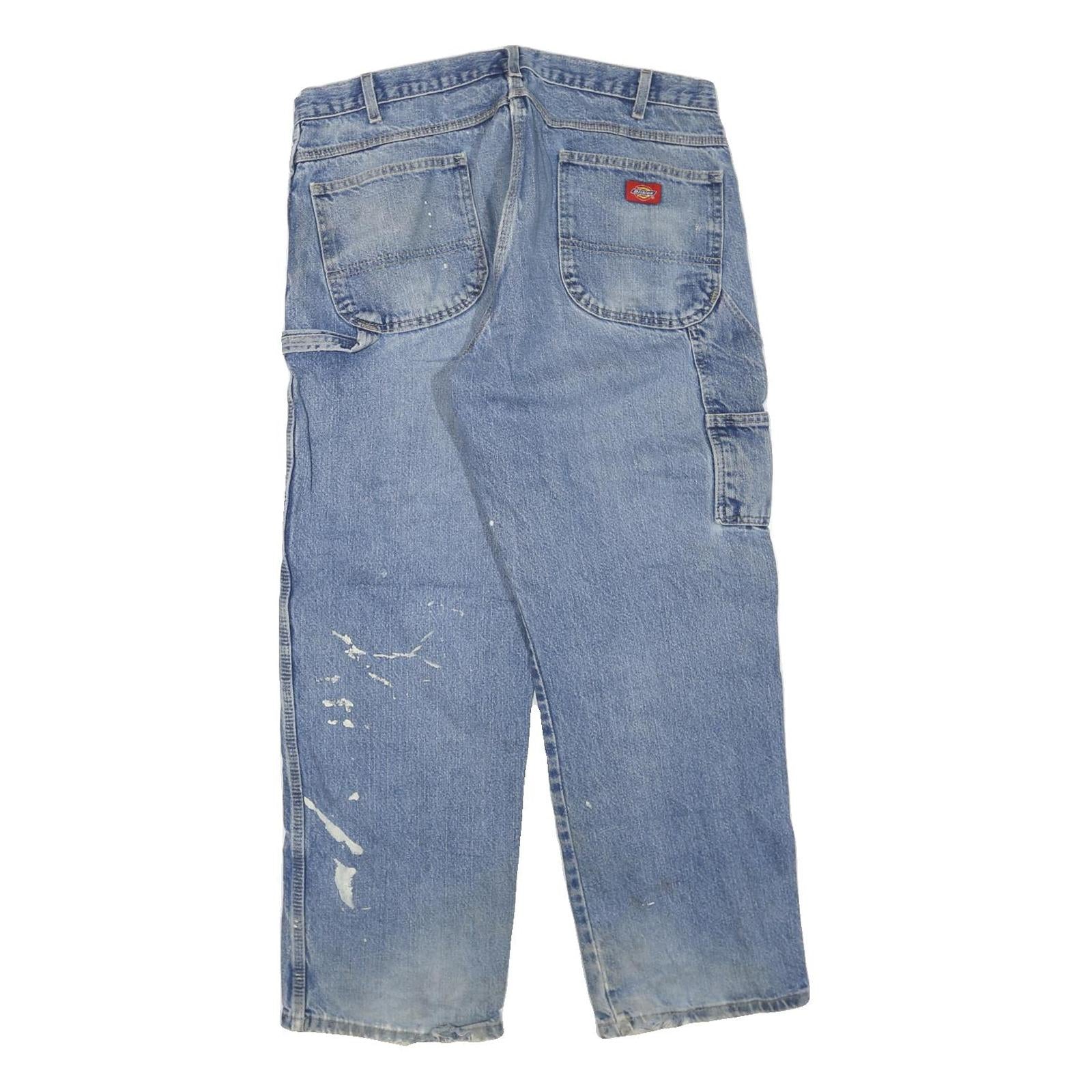 DICKIES Womens Blue Regular Jeans Denim W38 L30 Cotton Blend Zip Casual Workwear