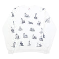 JERZEES Mens White Crew Neck XL Sweatshirt Cotton Blend Pullover Printed