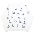 JERZEES Mens White Crew Neck XL Sweatshirt Cotton Blend Pullover Printed