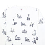 JERZEES Mens White Crew Neck XL Sweatshirt Cotton Blend Pullover Printed