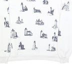 JERZEES Mens White Crew Neck XL Sweatshirt Cotton Blend Pullover Printed