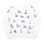 JERZEES Mens White Crew Neck XL Sweatshirt Cotton Blend Pullover Printed