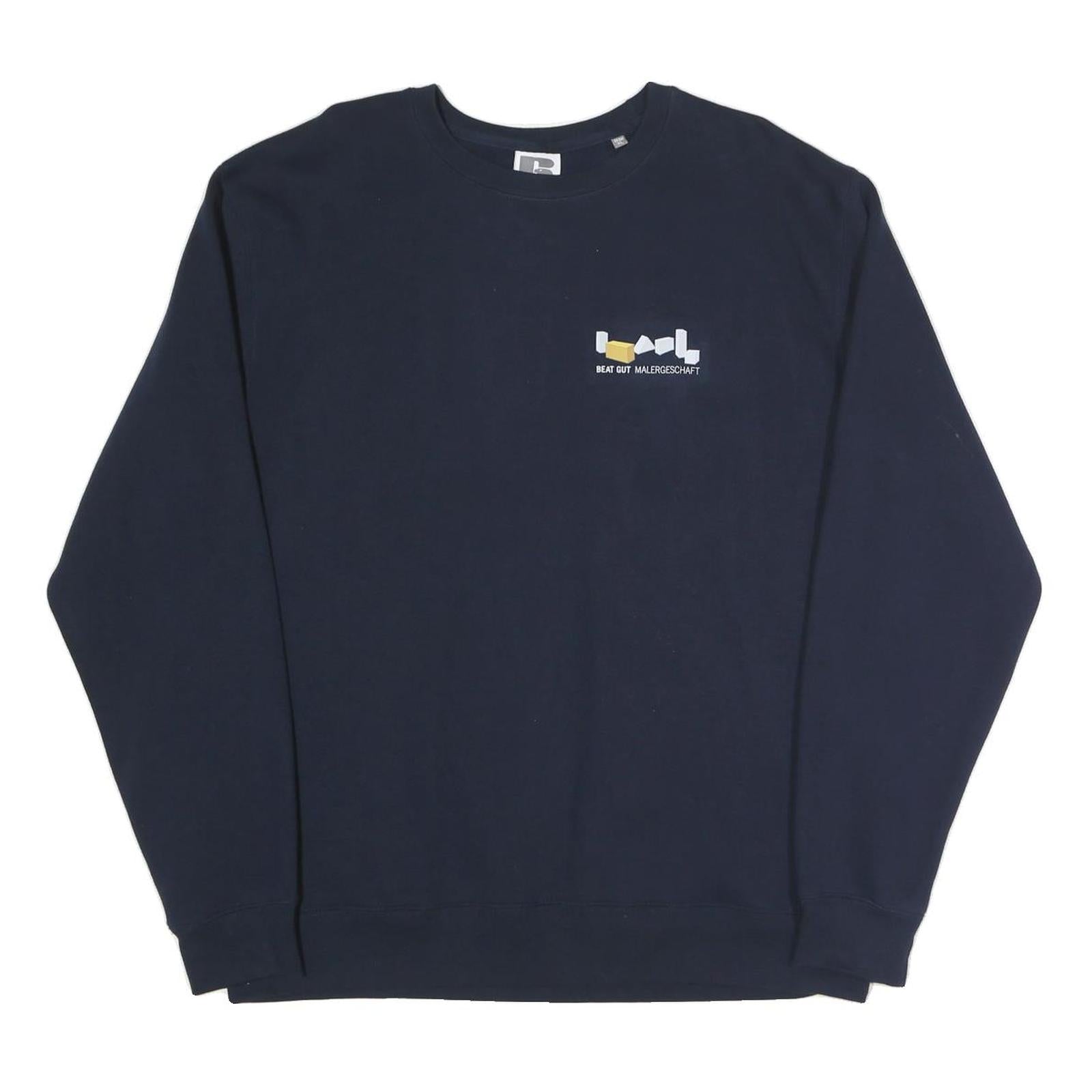 RUSSELL ATHLETIC Mens Navy Blue Cotton Blend Crew Neck XL Sweatshirt Logo Print