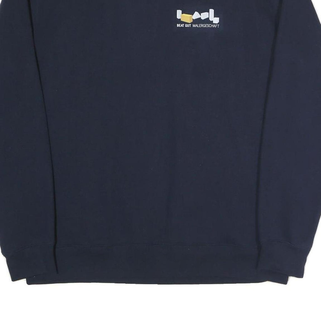 RUSSELL ATHLETIC Mens Navy Blue Cotton Blend Crew Neck XL Sweatshirt Logo Print