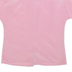 DELMOD Womens Pink Basic Top Short Sleeve Collared S Button Breast Pocket