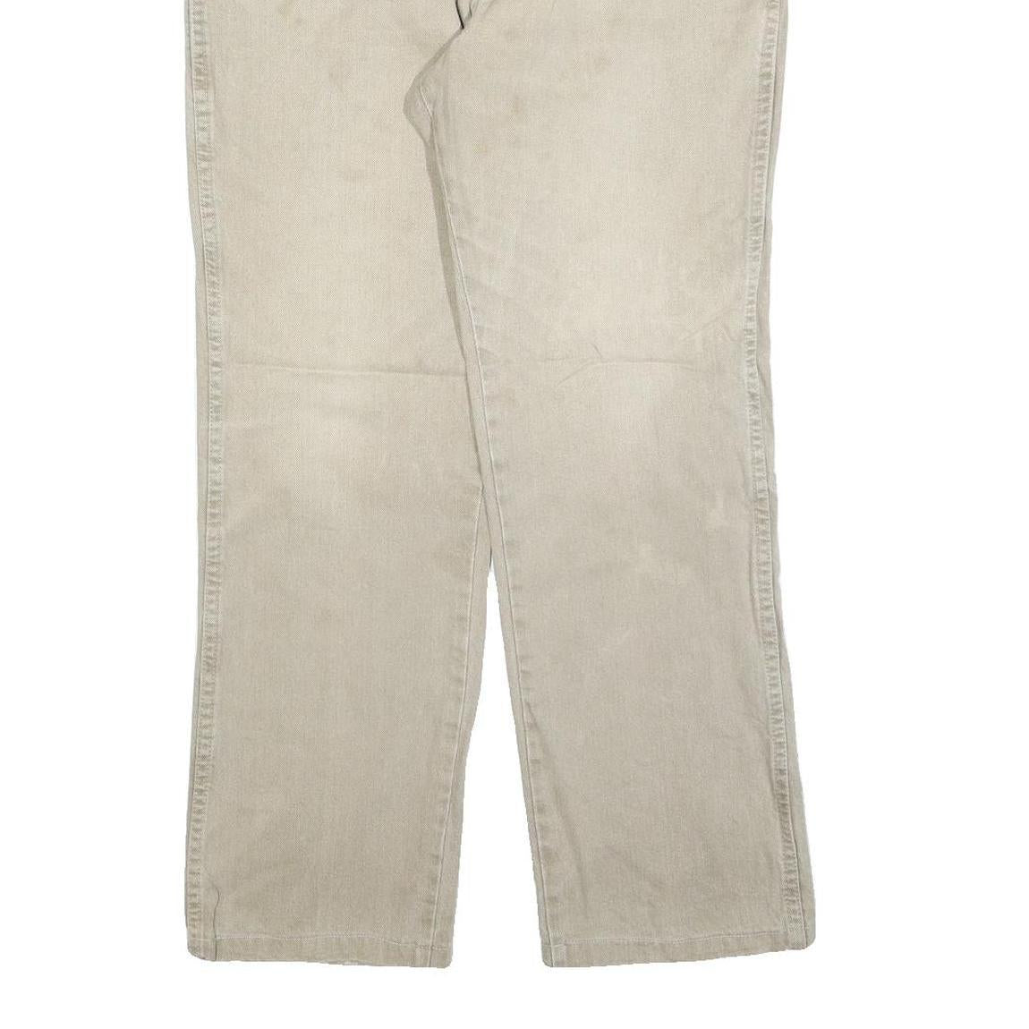 WRANGLER Mens Relaxed Cotton Blend Denim Light Beige Jeans W35 L28 Casual Zip