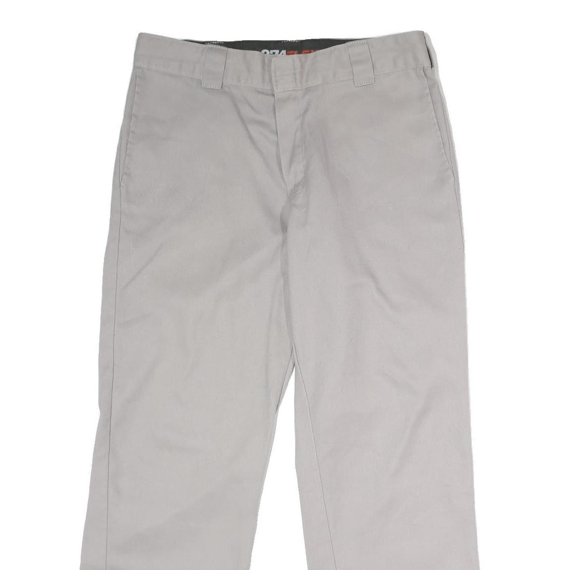 DICKIES Mens Polyester Blend Grey Classic Straight Trousers W33 L30 Workwear Zip