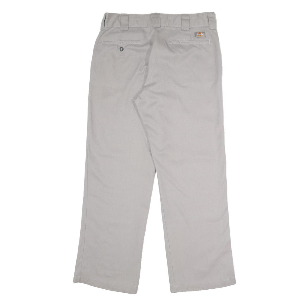 DICKIES Mens Polyester Blend Grey Classic Straight Trousers W33 L30 Workwear Zip
