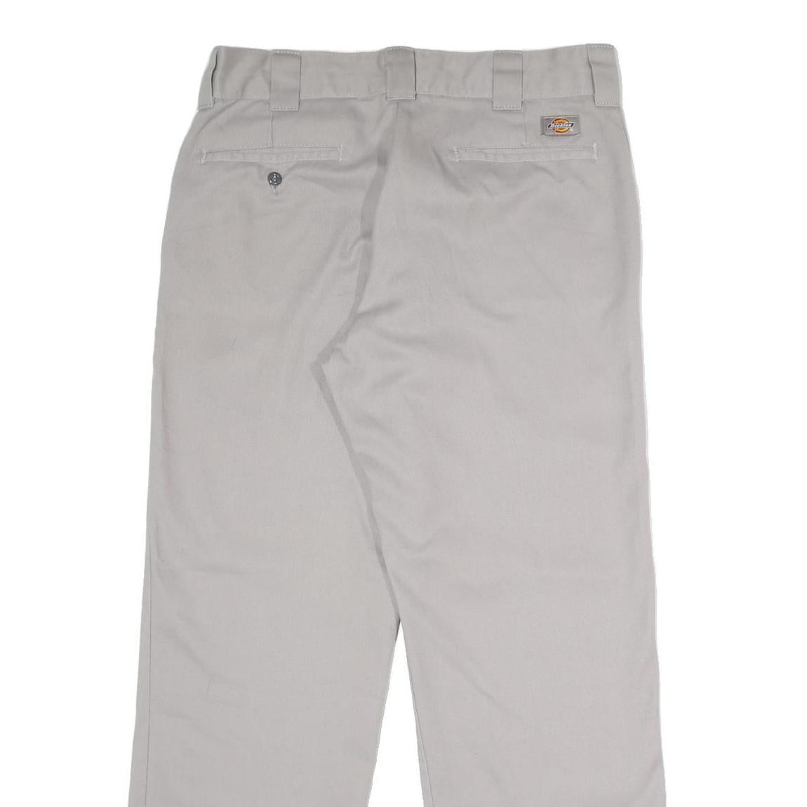 DICKIES Mens Polyester Blend Grey Classic Straight Trousers W33 L30 Workwear Zip