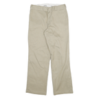 DICKIES Mens Cotton Blend Beige Regular Straight Trousers W32 L29 Zip Closure