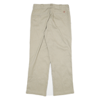 DICKIES Mens Cotton Blend Beige Regular Straight Trousers W32 L29 Zip Closure