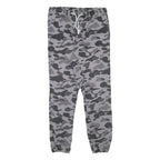 Mens Grey Camouflage Slim Fit Drawstring Waist Trousers W30 L27 Casual Cotton