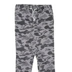Mens Grey Camouflage Slim Fit Drawstring Waist Trousers W30 L27 Casual Cotton
