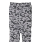 Mens Grey Camouflage Slim Fit Drawstring Waist Trousers W30 L27 Casual Cotton