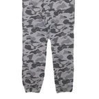 Mens Grey Camouflage Slim Fit Drawstring Waist Trousers W30 L27 Casual Cotton