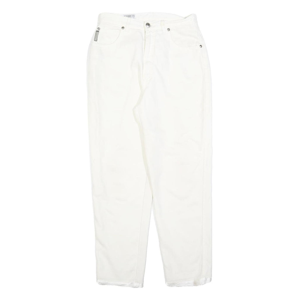 CERRUTI Womens Cotton Blend White Regular Fit Straight Leg Trousers W26 L27