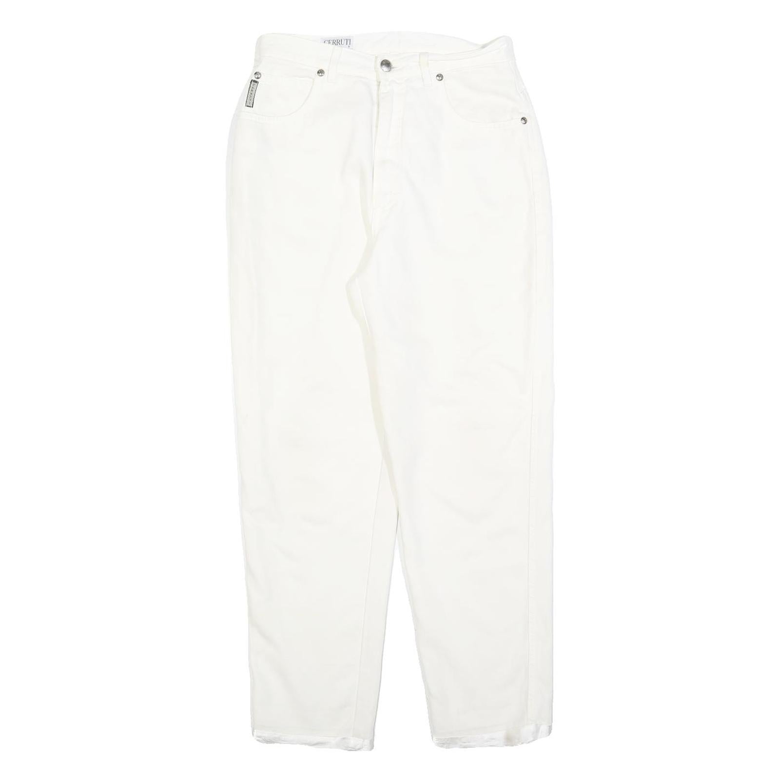 CERRUTI Womens Cotton Blend White Regular Fit Straight Leg Trousers W26 L27