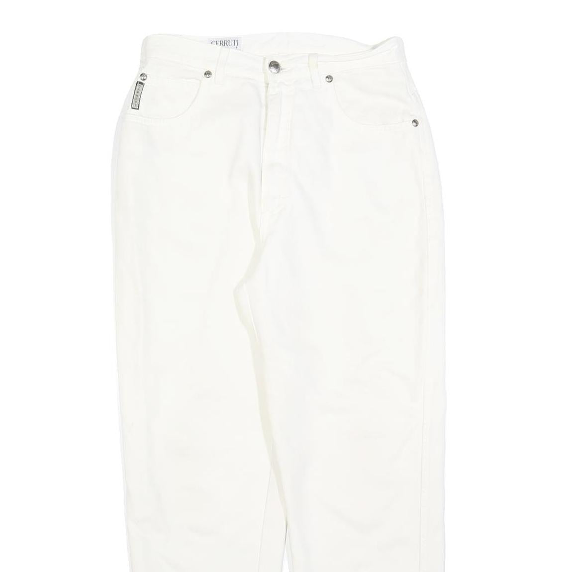 CERRUTI Womens Cotton Blend White Regular Fit Straight Leg Trousers W26 L27