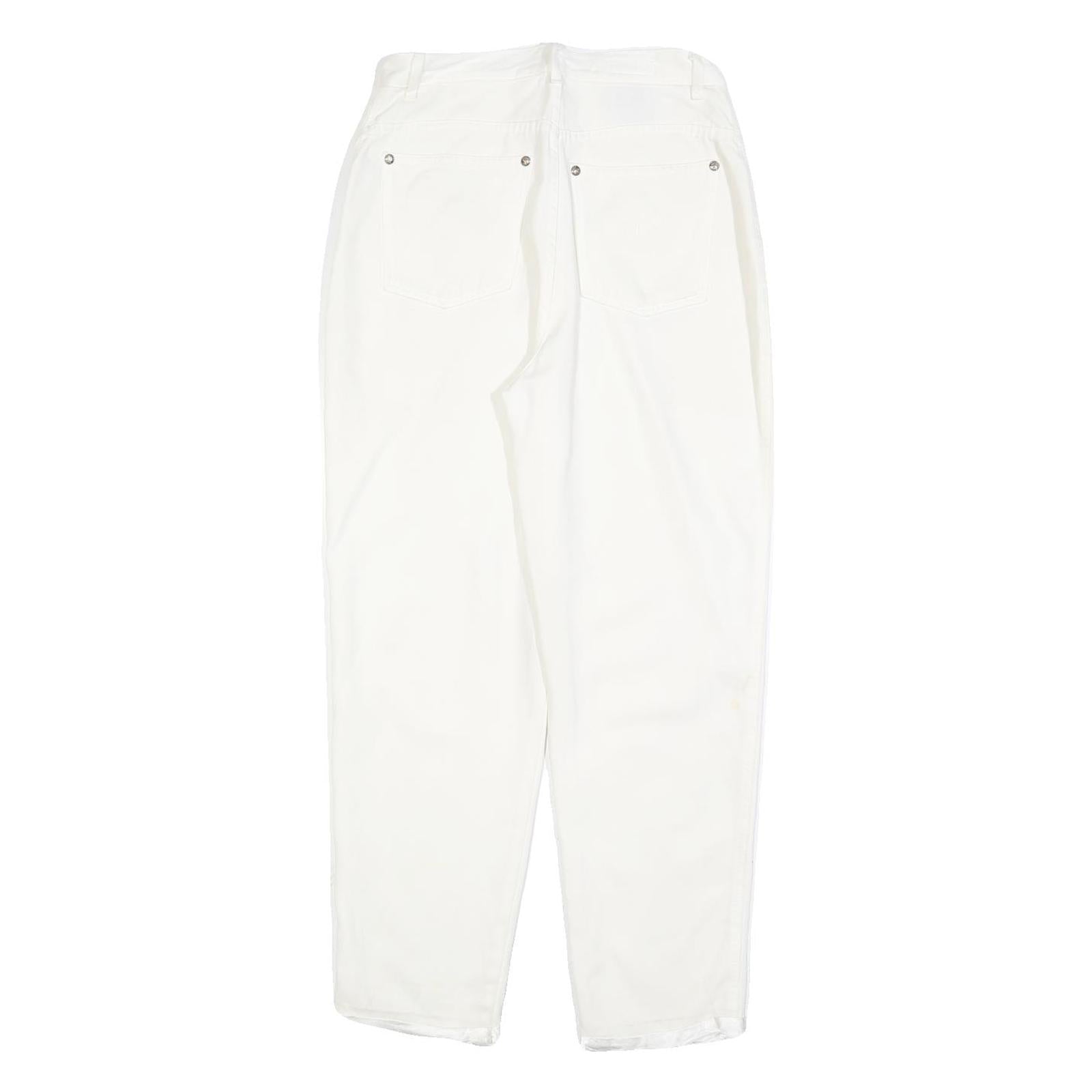 CERRUTI Womens Cotton Blend White Regular Fit Straight Leg Trousers W26 L27