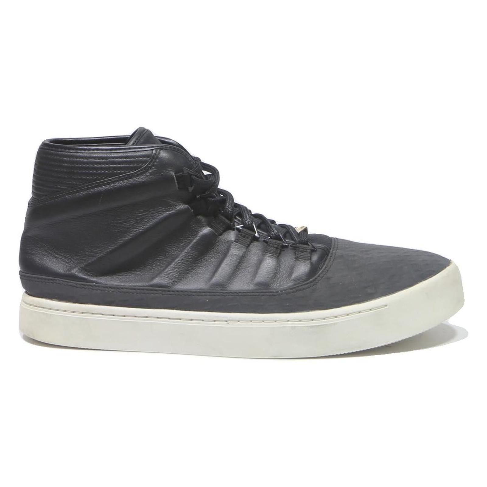 AIR JORDAN Mens Black Leather High Top Trainers UK 11 Casual Wear Premium