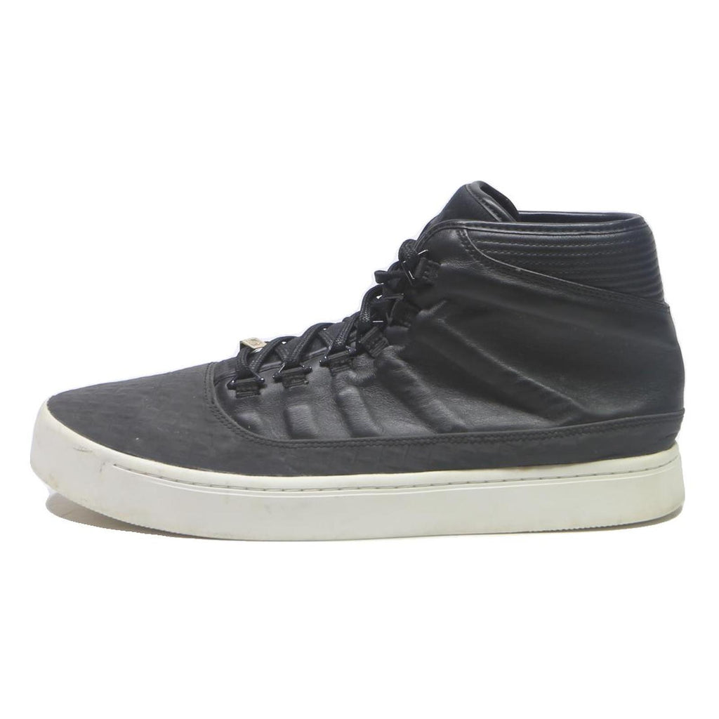 AIR JORDAN Mens Black Leather High Top Trainers UK 11 Casual Wear Premium