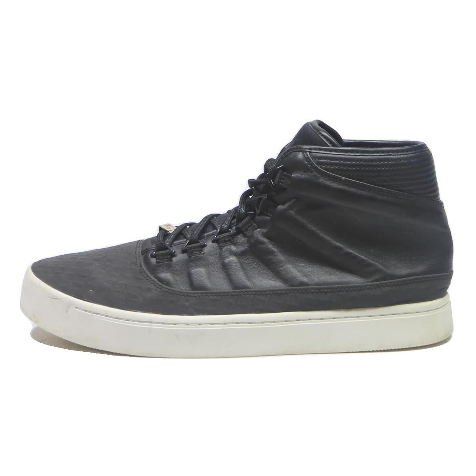 AIR JORDAN Mens Black Leather High Top Trainers UK 11 Casual Wear Premium